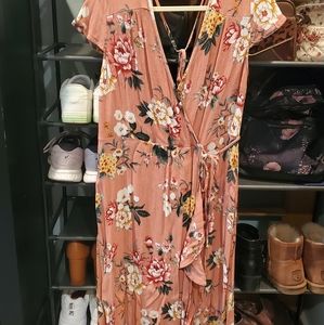 Salmon floral dress